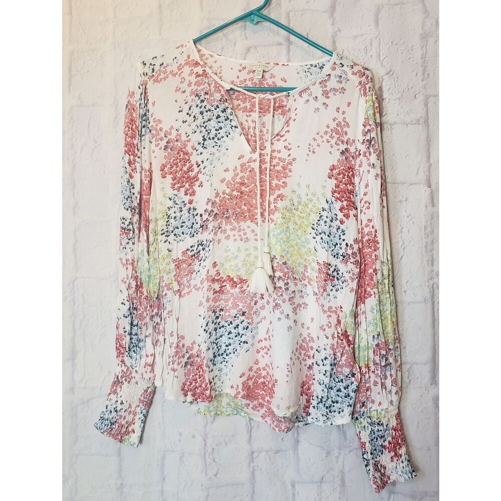 LUCKY BRAND Floral Peasant Style Blouse Medium